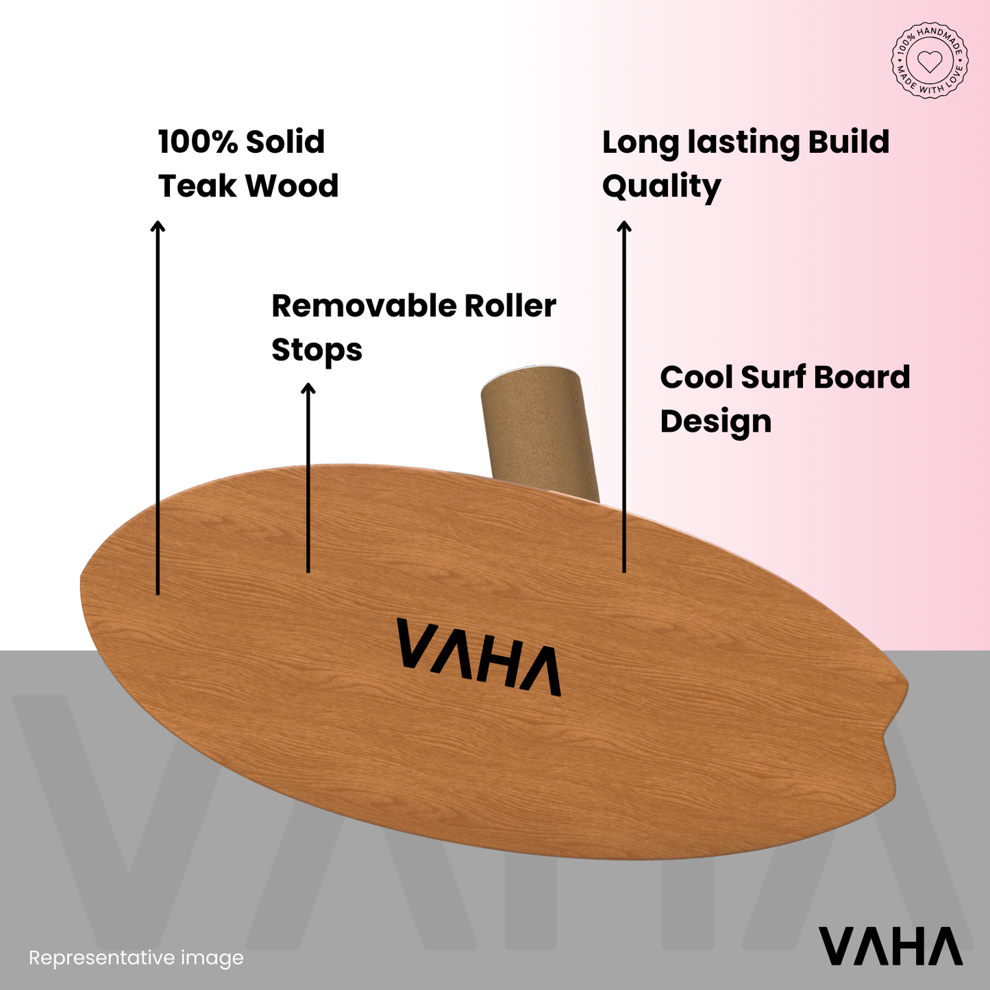 VAHA Classic Balance Board - Sports Trainer, Surf Trainer Board With Adjustable Stoppers