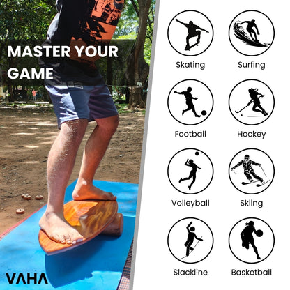 VAHA Classic Balance Board - Sports Trainer, Surf Trainer Board With Adjustable Stoppers